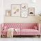 Willood Chesterfield-Sofa mit Nackenrollen 3-Sitzer Loungesofa Designsofa für Wohnzimmer, Couch Wohnzimmersofa Rosa Samt