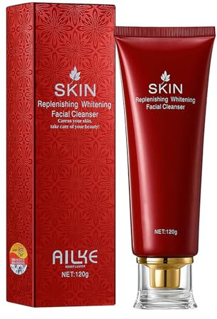 AILKE Replenishing Whitening Gesichtsreiniger, Tiefenreinigung, tägliche Gesichtsreinigung, aufhellen, Schmutz entfernen, Öl und Make-up, alkoholfrei, ölfrei, nicht komedogen, 120 g (1 Stück)