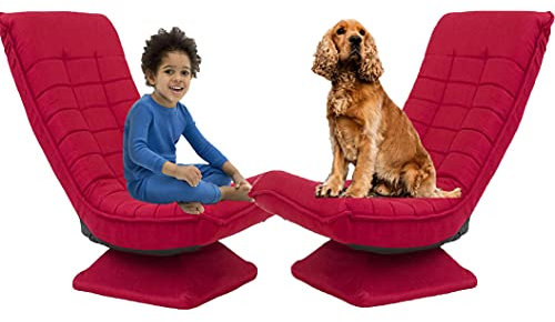 Fauteuil de gaming inclinable pivotant à 360° - Design ergonomique - Positions réglables et confortable - Pour salon, chambre à coucher, TV, lecture - Rouge