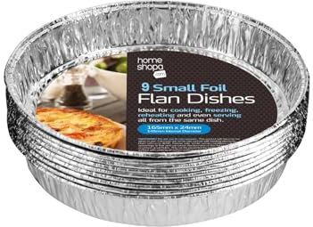 HOMESHOPA Aluminium Foil Pie Pan, 27 Pack Disposable Round Flan Trays, Durable Air Fryer Cooking Baking Dish for Pie, Fruit Tart, Quiche, Food Storage Takeaway Containers, Oven & Freezer Safe