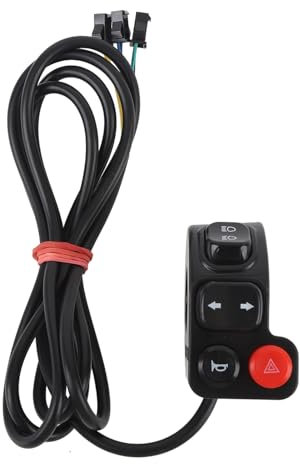 KKPLZZ Interruttore manubrio moto 4 in 1 clacson faro interruttore freccia, cavo lungo 4,92 piedi per bici elettrica, scooter