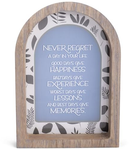 Elanze Designs Wandschild aus Holz und Glas mit Aufschrift Never Regret A Day Give Memories, 32 x 22 cm