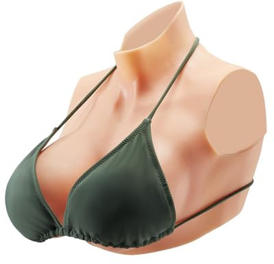 VEVOR Seni Finti in Silicone per Cosplay Carnevale, Coppa E Scollo Alto per Travestiti, Seni Finti Realistici Riempiti in Silicone Pettorale Artificiale per Crossdresser Cosplay Anime, Colore Avorio