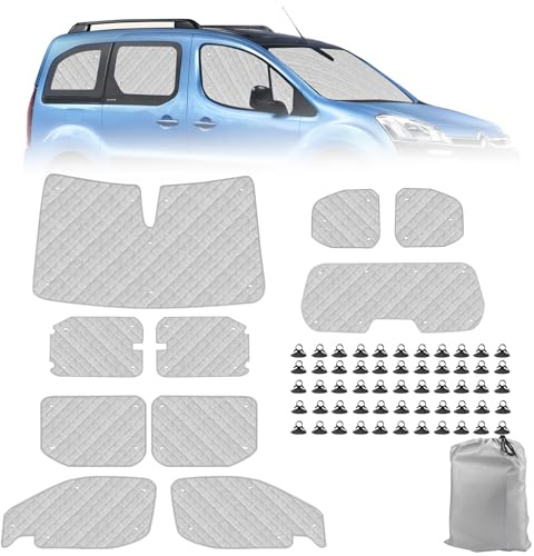 Sonnenschutz Frontscheibe für Citroen Berlingo Partner Rifter SWB 2018-2025 | 10-teilig, Sichtschutz UV-Schutz Fenster Verdunkelung, Interne Thermomatte Set