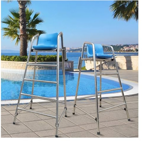 2-teilige Rettungsschwimmerstühle aus Edelstahl für den Pool, hohe Rettungsschwimmer-/Liegestühle für den Außenbereich, 47,2 Zoll/59 Zoll/71 Zoll hoch für Erwachsene/Kinder, robuster Barhock