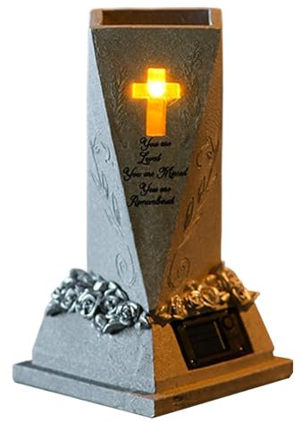 Jarrón de cementerio con luz solar – Jarrón tumba del cementerio LED, pintado a mano impermeable | Material de resina decoración de tumbas, luz solar para homenaje nocturno y disposición floral