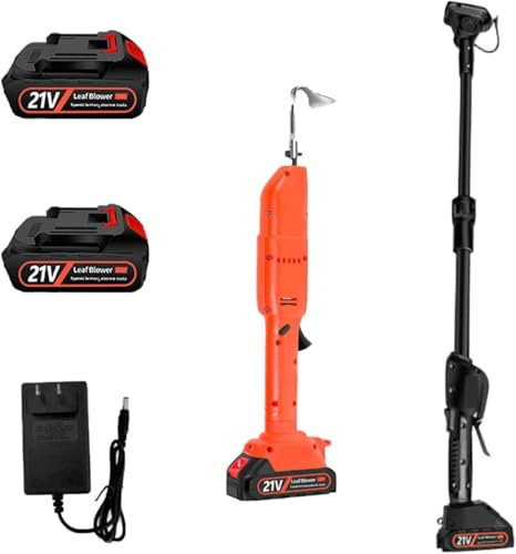 CRMARKM 21v Cordless Motorised Garden Hoe,2 in 1 Weed Rake and Garden Hoe,Portable Electric Hoe with Battery and Charging Unit,Removable Handle 130 Cm,for Weeding,Loosening Soil(2 Batteries)