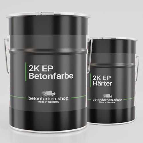 betonfarben.shop 2K Epoxidharz Bodenbeschichtung | Innen & Außen | Garagenfarbe, Werkstatt, Keller, uvm. - 5kg für ca. 30m² (RAL7036 Platingrau)