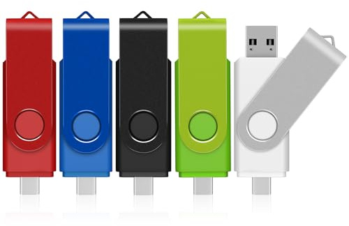 TEWENE 16GB USB 2.0 USB C Flash Drive, 5-Pack Dual Interface Memory Stick