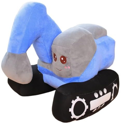 Xiyocadt Kinder Plüsch Bagger, Ausgestopftes Bagger Plüschtier, Plüsch Bagger Spielzeug, Bagger Stofftier Plüsch, Bagger Puppenspielzeug zum Spielen und Kuscheln (38x35 cm,Blau)