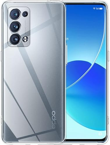 Captor Cover Trasparente per Oppo Reno 6 Pro 5G, Custodia TPU in Silicone Flessibile Morbida e Sottile, Alta Qualità con Bordo Rialzato per Schermo e Protezione Fotocamera
