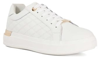 Dune London Ladies ELBA Quilted Side Chunky Lace Up Trainers Size UK 8 White