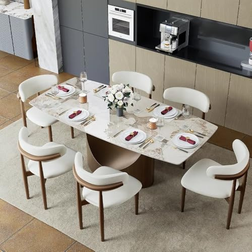 POVISON Moderner Esstisch 200 cm für 4-6 Personen, Pandora Rechteckiger Esstisch, Dunkelgrauer Rahmen aus Karbonstahl, Geeignet für Küche und Esszimmer, Einfacher Aufbau (Stühle Nicht enthalten)