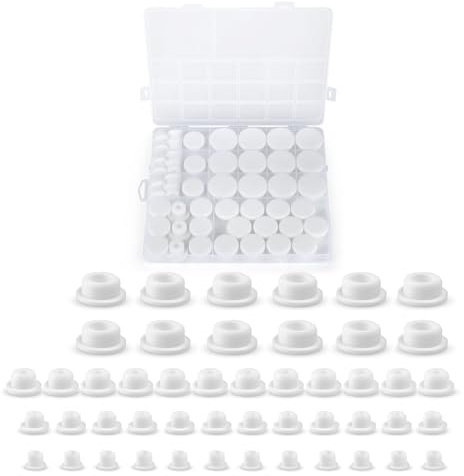 48PCS Silicone Bathtub Jet Covers, Covers For Jetted Tub, 4 Sizes (12mm, 14mm, 16mm, 22-23mm) White Hole Plugs, Waterproof Replacement Tub Plug Set for Bath/Whirlpool