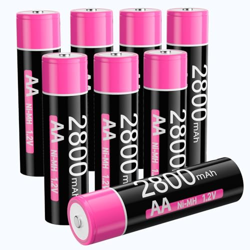 [2800mAh] AA Akku wiederaufladbare, 1.2V Verbesserte NI-MH Langlebige AA-Batterien mit hoher Kapazität für Kameras, Spielzeug, Fernbedienungen und Haushaltsgeräte usw-8 Stück