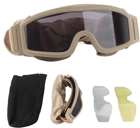 Thonlai Desert Locust-Brille, Winddichte, Sanddichte Outdoor-Brille mit 2 Gläsern, Leicht zu Reinigende, Staubfreie, Professionelle Sportbrille für Outdoor-Aktivitäten in der Wüste