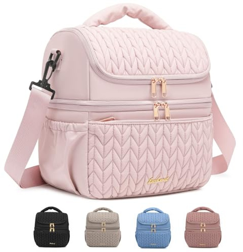 Leadvenst Breastmilk Cooler Bag - Large Capacity 12L & 10-Hour Insulated Bottle Cooler Bag with Detachable Divider for Tall Baby Bottles | Dual Deck Lunch Box for Women | Breast Pump Bags for Work