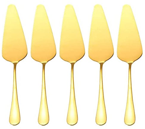 MBB - Pelle à tarte triangulaire en acier inoxydable pour gâteaux, pâtes, pizzas, etc. Décontracté Pack of 5 doré