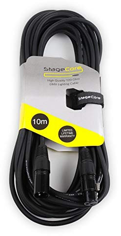 StageCore SCDMX10 10 Metre 3 Pin XLR Male - 3 Pin XLR Female DMX Cable Lead Black