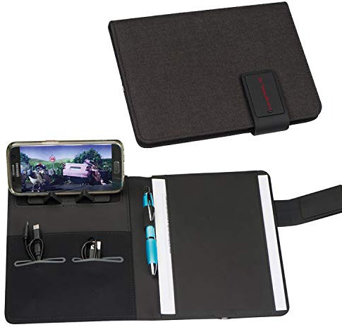 Tagungsmappe mit Gravur / mit Powerbank / A5 / Schreibmappe / Farbe: schwarz