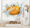ABAKUHAUS Fuchs Wandteppich und Tagesdecke, Sleeping Fox Aquarellen aus Weiches Mikrofaser Stoff Waschbar ohne Verblassen Digitaldruck, 230 x 140 cm, Orange