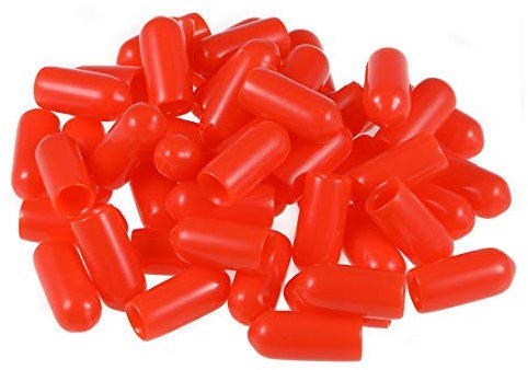 50 Stück Endkappen aus Gummi, 6 mm, rund, Endkappen, flexibel, Schrauben, Schutzdraht, rot
