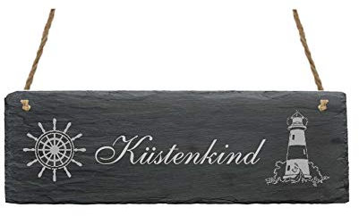 Schiefertafel KÜSTENKIND Schild Schiefer Türschild 22 x 8 cm | Dekolando Home Accessoires