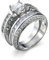 KnSam Damen Ring, Verlobungsring Bandring Frauen Trauring Versilbert Zweiteiliger Luxusring Silber Ehering