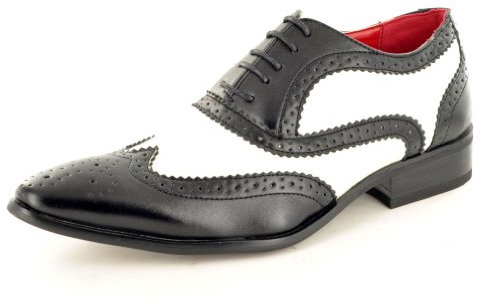 Herren-Lederoptik, Spats Brogues Gatsby Schuhe, Schwarz , 44 EU