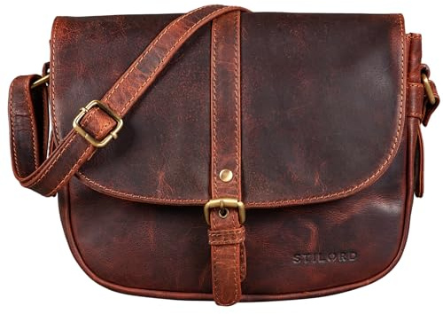 STILORD Leni Damen Umhängetasche Leder kleine Handtasche Frauen Vintage zum Ausgehen Partytasche klassisch Abendtasche Freizeittasche Echtleder Farbe:schwarz
