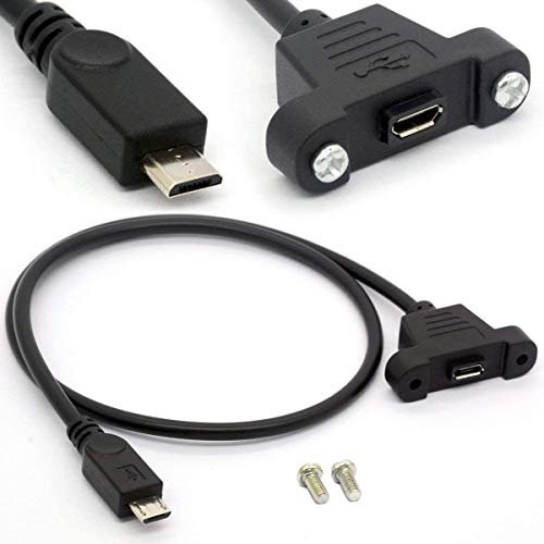 innov8 Micro 5Pin B Male to Female Data & Charge Cable, Screw Panel Mount Micro USB Cable Extension Cord for Raspberry Pi, Arduino - 0.5m