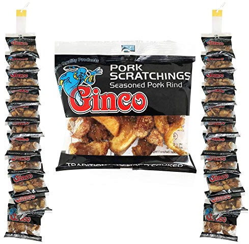 Ginco Pork Scratchings Bulk, 24 X 40g Packs of Original Pork Crackling, 100% Pork Rinds, Hand Cooked Pork Scratchings UK, High Protein Pub Snacks