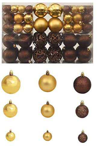 vidaXL 100x Bolas Navidad 3/4/6 cm Marrón Bronce Dorado Decoración Adornos Árbol