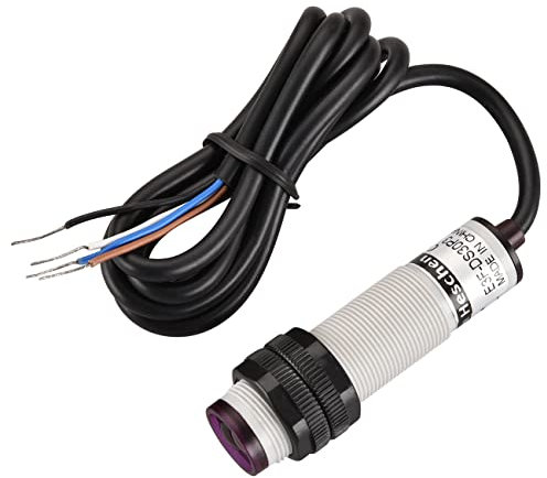 Heschen Interruttore di prossimità fotoelettrico a infrarossi a colonna M18, tipo di riflessione diffusa, E3F-DS30P3, distanza di rilevamento 10-30CM, 10-30VDC 200mA, PNP NO+NC, 4 fili