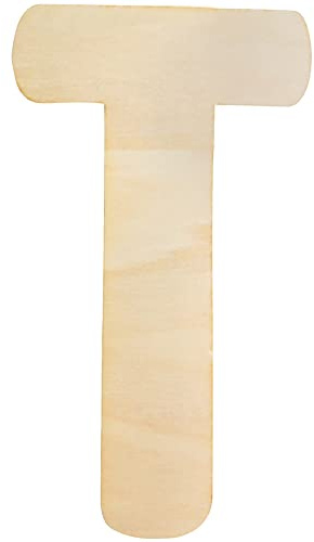 Unfinished Wood Letter T, 12 Inch 5mm Thick Capital Alphabet for Crafts | Blank 30cm timber initial, uppercase monogram sign, kids nursery wall decor, smooth paintable surface, flat back to hang