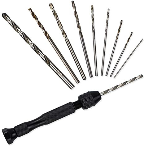 Precision Pin Vise Hobby Drill, 26 Pcs Precision Pin Vise Hand Drill with Twist Bits Set,Mini Hand Drill Tool, for Delicate Manual Work, Electronic Assembling and Model Making
