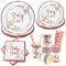 Babyparty Deko Mädchen Partygeschirr Set für 24 Gäste,120STK Roségold Geschirr Abbaubarer Speiseteller Pappbecher Papierhandtücher Strohhalme Baby Shower Gender Reveal