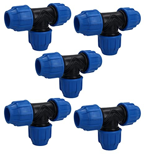 25 x 20 x 25mm MDPE Tee T-Piece Water Pipe Fitting Coupling Connector 5pk