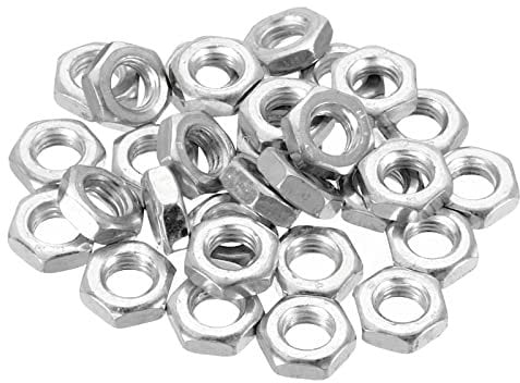 PATIKIL M7 x 1.0 Steel Hex Nuts, 30 Pack Metric Thread Zinc Plated Finished Hardware Nuts Screw Bolt Fasteners 4mm Height