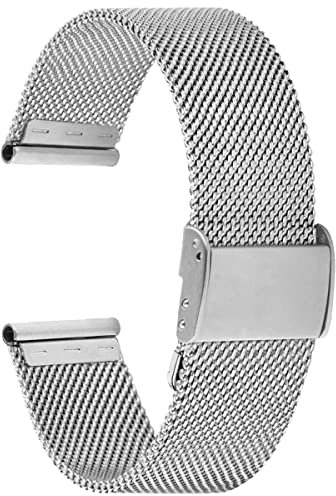 Alienwork Uhrenarmband Metall Mesh Armband Edelstahl Silber Mesh-Armband
