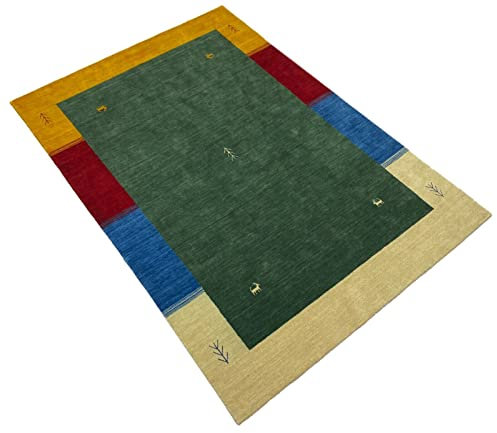 Orientteppich Gabbeh Grün Loom Teppich Handgefertigt 100% Wolle 200X300 cm