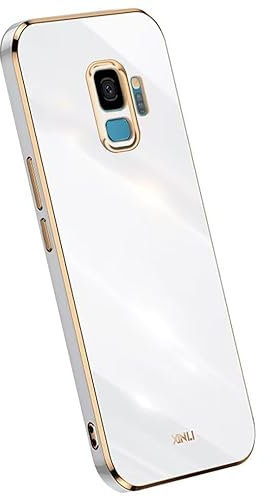 Topme Silikonhülle für Samsung Galaxy S9 (5.8 Inches), [handyhülle im Goldrand-Stil] - Weiß
