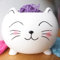 Evovee Cat Yarn Bowl for Knitting - Ceramic Knitting Bowl Extra Large Ceramic Yarn Bowl Crochet Accessories Yarn Holder Storage Gift for Knitters