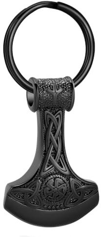 VCCWYQK Mjolnir Thor Hammer Feuerbestattung Schmuck für Asche für Damen Herren Edelstahl Keltischer Knoten Urne Halskette Anhänger für Asche Halter Andenken