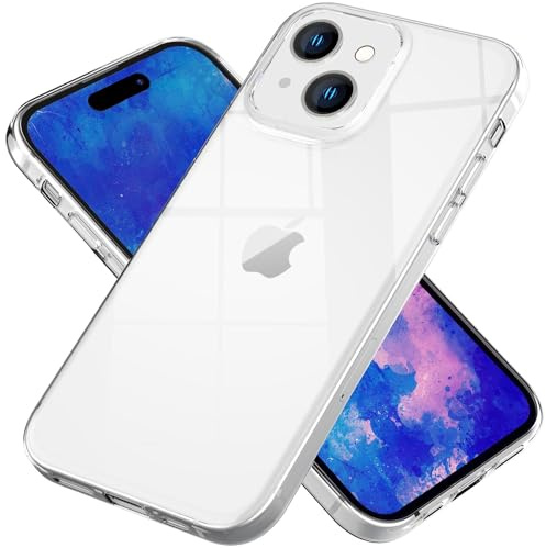 NALIA Transparente Silikonhülle für iPhone 15 - Hülle, Durchsichtig | Micro-Dot Rückseite ohne Wasserflecken, Stoßabsorbierende Ecken, Griffiges TPU-Material, Präzise Tasten, GLAZE