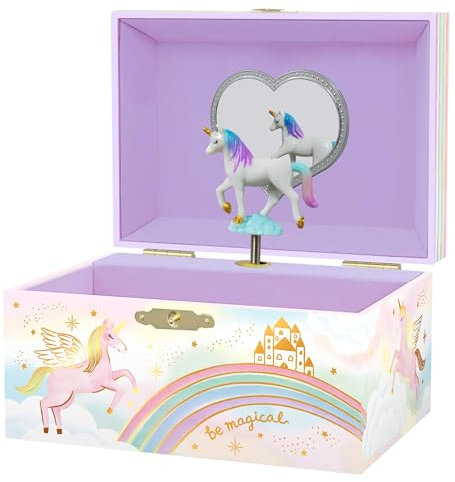 Giggle & Honey Portagioie Bambina - Cofanetto Musicale per Bambini con Unicorno Rotante, Regali di Compleanno Unicorno per Bambine, Portagioie, 15,2 x 11,8 x 8,9 cm - Età 3-10 anni, Viola