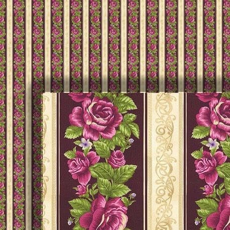 Melody Jane Dolls House Wallpaper Victorian Climbing Rose 1/2 in 1:24 Scale Miniature Print