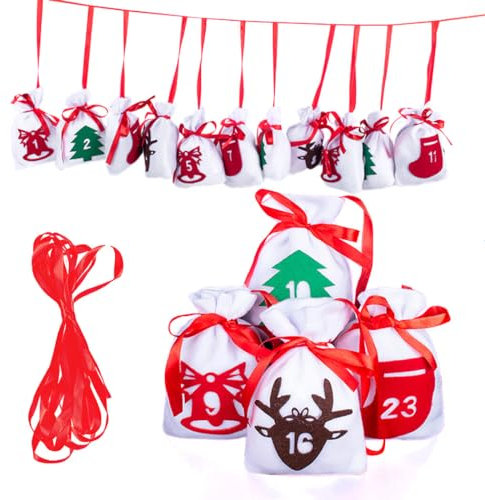 Moda fai da te piccolo calendario regalo borse riutilizzabili portatili da appendere Natale Goody decorazione natalizia per casa vacanza