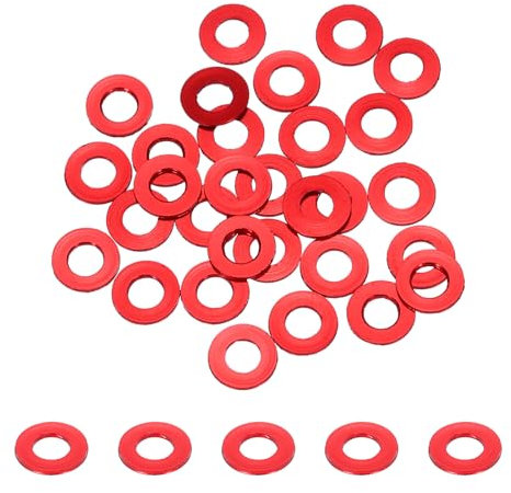 QUARKZMAN 30 Pièces M3 Rondelle Plate Joint en Aluminium Rondelle Fraisée Anodisée, Diamètre du Trou 3mm/0,12 Rondelles Rondes pour Vis Rc/Fpv/Pc/Drone/Accessoires Mécaniques, (Rouge)