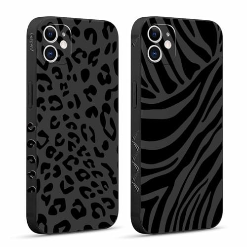 Pnakqil 2 Stück Handyhülle für iPhone 11 6,1 Hülle, Wildes Zebra Leopard Bemaltes Muster Case Silikon Weiche für Mädchen Modische TPU Dünn Stoßfeste Kameratasche Tasche Schutzhülle